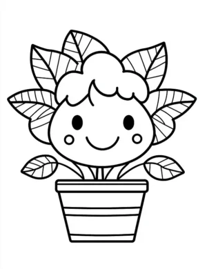 Cute Happy Sunflower In Pot Adult Flower Coloring Page By Mindset Flow