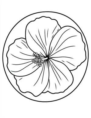 Cute Hibiscus Flower In Circle Flower Coloring Page By Mindset Flow