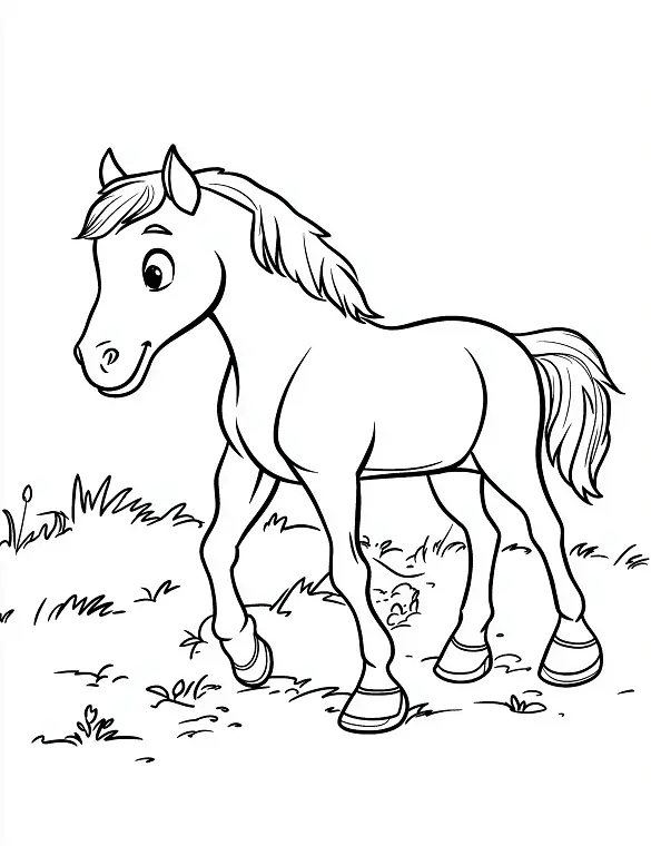 Cute Horse Walking Adult Coloring Page By Mindset Flow