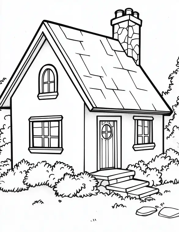 Cute House Front Yard Adult Coloring Page By Mindset Flow