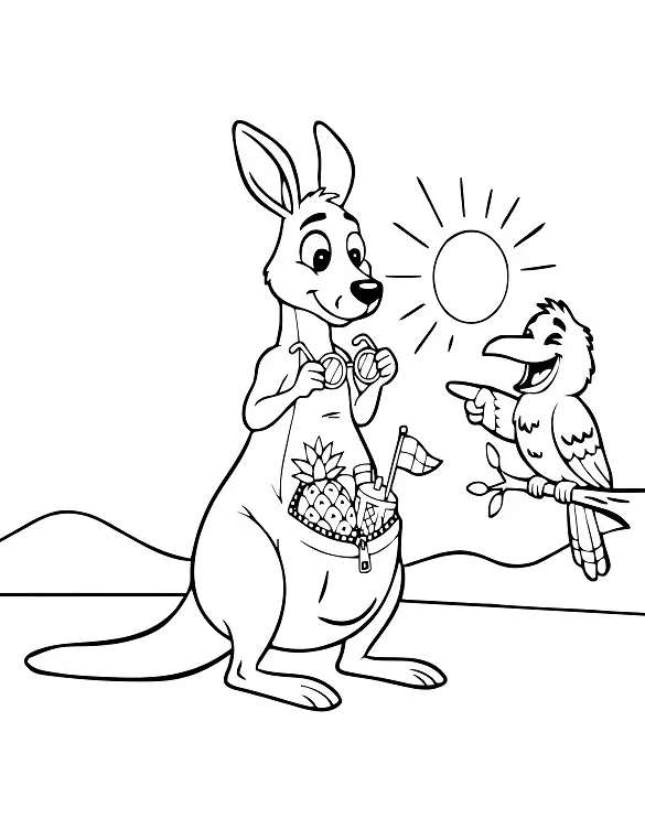 Cute Kangaroo Hold Snacks In Pouch Coloring Page by Mindset Flow Cute Kangaroo Hold Snacks In Pouch Coloring Page by Mindset Flow