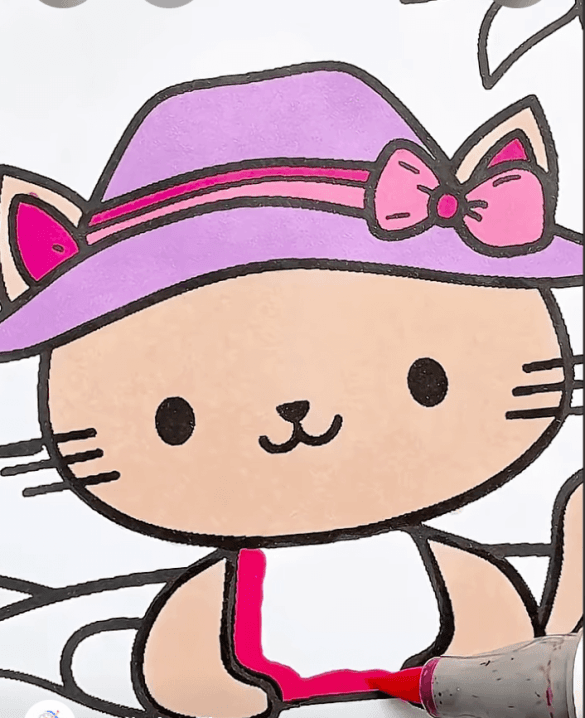 Cute Kitty Relaxing in a Pool Float Summer Coloring Sheet-HowToVideo