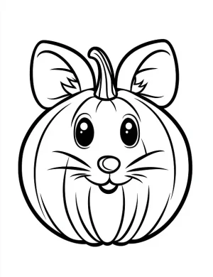 Cute Mouse Faced Pumpkin Halloween Coloring Page by Mindset Flow