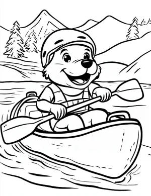 Cute Otter Kayaking Adventure Coloring Page by Mindset Flow
