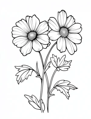 Cute Pair Of Blossoms Flower Coloring Page By Mindset Flow