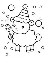 Cute Party Sheep with Bubbles Coloring Page By Mindset Flow