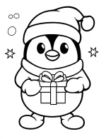 Cute Penguin With Christmas Gift Coloring Page By Mindset Flow