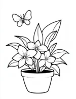 Cute Potted Flower With Butterfly Flower Coloring Page By Mindset Flow