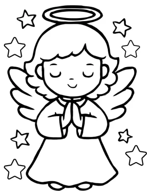 Cute Praying Angel Christmas Coloring Page By Mindset Flow