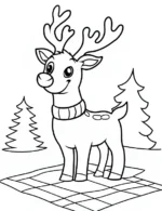 Cute Reindeer Standing on Game Mat Coloring Page By Mindset Flow