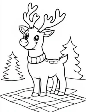 Cute Reindeer Standing on Game Mat Coloring Page By Mindset Flow