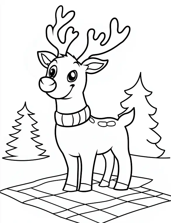 Cute Reindeer Standing on Game Mat Coloring Page By Mindset Flow Cute Reindeer Standing on Game Mat Coloring Page By Mindset Flow