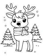 Cute Reindeer with Scarf Christmas Coloring Page By Mindset Flow