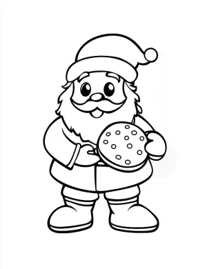 Cute Santa Holding Cookie Christmas Coloring Page By Mindset Flow