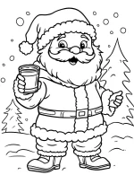 Cute Santa Holding Hot Cocoa Christmas Coloring Page By Mindset Flow