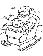 Cute Santa Sledding with a Puppy Coloring Page by Mindset Flow