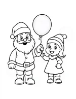 Cute Santa and Friend Holding Balloon Coloring Page By Mindset Flow