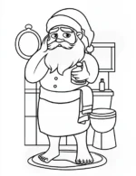 Cute Santa in Bathroom Christmas Coloring Page By Mindset Flow