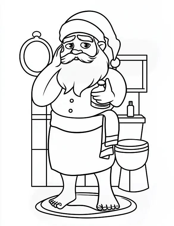Cute Santa in Bathroom Christmas Coloring Page By Mindset Flow Cute Santa in Bathroom Christmas Coloring Page By Mindset Flow