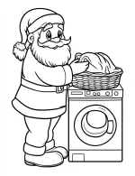 Cute Santa with Laundry Basket Christmas Coloring Page by Mindset Flow
