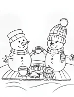 Cute Snowman Family Winter Scene Kids Coloring Page By Mindset Flow.webp