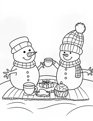 Cute Snowman Family Winter Scene Kids Coloring Page By Mindset Flow.webp
