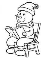 Cute Snowman Reading Coloring Page by Mindset Flow