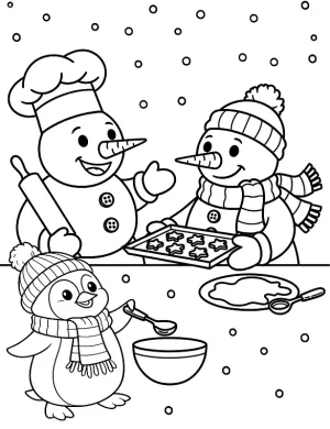 Cute Snowman With Friends Christmas Coloring Pages By Mindset Flow