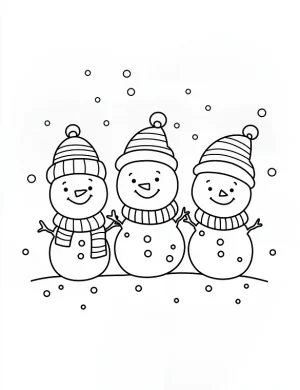 Cute Snowmen Family Coloring Page Winter Holiday Scene By Mindset Flow