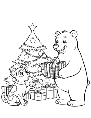 Cute Spotted Puppy Drawing With Gift Basket Cartoon Dog Coloring Page By Mindset Flow