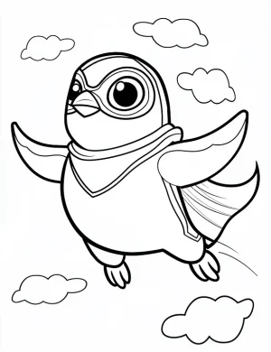 Cute Superhero Penguin Flying Coloring Page By Mindset Flow