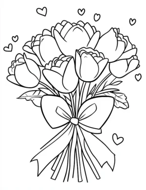 Cute Tulip Bouquet Printable Flower Coloring Page By Mindset Flow