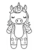 Cute Unicorn in Star Pajama Onesie Coloring Page