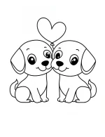 Cute Valentine Puppies in Love Coloring Page By Mindset Flow