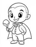 Cute Vampire with Ice Cream Halloween Coloring Page by Mindset Flow
