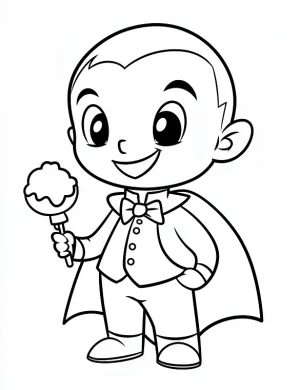 Cute Vampire with Ice Cream Halloween Coloring Page by Mindset Flow