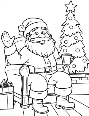 Cute Waving Santa Claus Christmas Coloring Page Free Printable By Mindset Flow