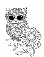 Cute Zentangle Owl On A Branch Coloring Page by Mindset Flow