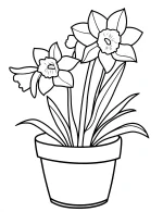 Daffodils in Flowerpot Coloring Page