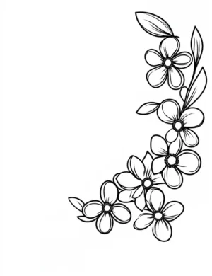 Dainty Daisy Corner Floral Design Coloring Page