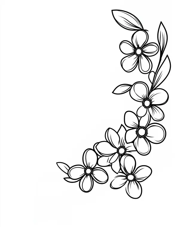 Dainty Daisy Corner Floral Design Coloring Page