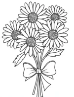 Daisy Bouquet With Bow Adult Flower Coloring Page By Mindset Flow
