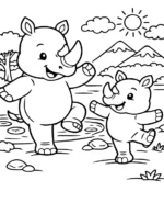 Dancing Rhino Duo Coloring Page By Mindset Flow