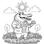 Dapper Crocodile Holding Toothbrush Coloring Page By Mindset Flow