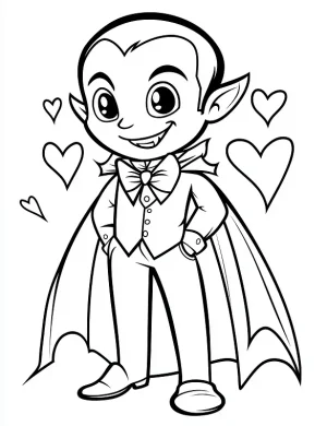 Dapper Dracula with a Flowing Cape Coloring Page by Mindset Flow