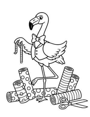 Dapper Fashion Designer Flamingo at Work Coloring Page By Mindset Flow