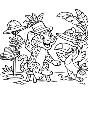 Dapper Leopard Hat Shop Coloring Page By Mindset Flow