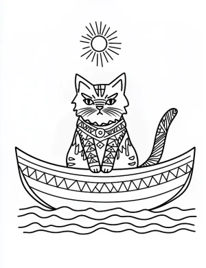 Decorated Cat Mandala with Elegant Patterns Coloring Page by Mindset Flow