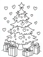 Decorated Christmas Tree with Gifts Coloring Page By Mindset Flow