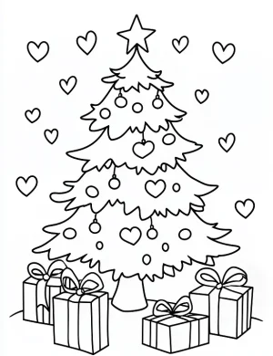 Decorated Christmas Tree with Gifts Coloring Page By Mindset Flow